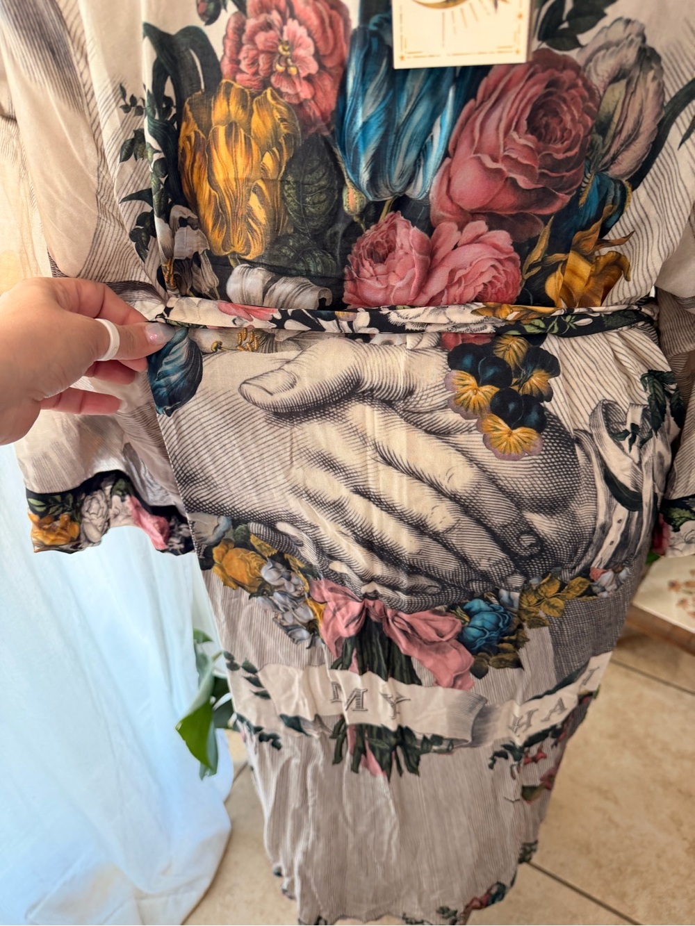 Market of Stars Floral Hand Print Kimono Robe Duster NWT - Picture 5 of 5